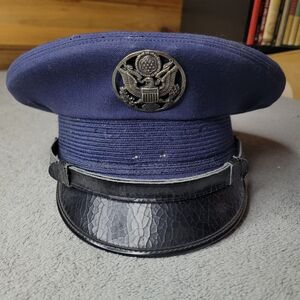 Vintage USAF Air Force Military Dress Blue Service Cap Size 7 1/8 Bancroft